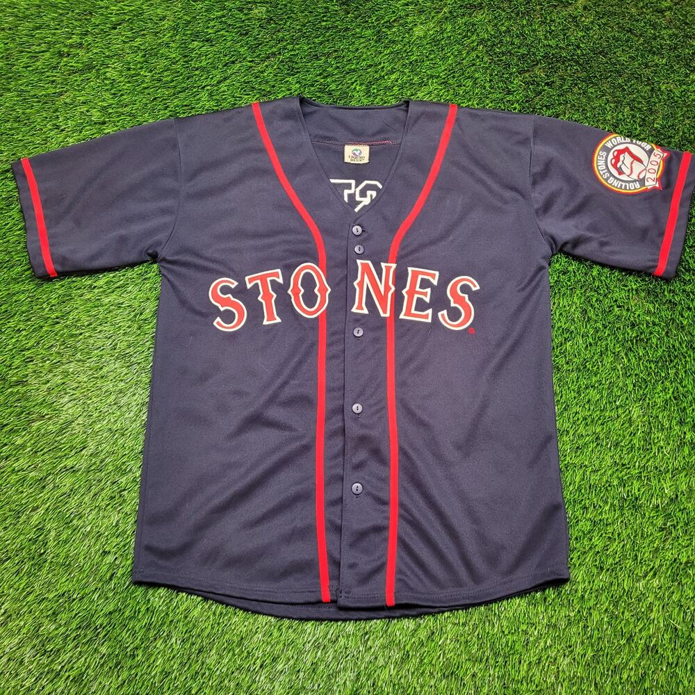 VTG 2005 Rolling Stones Boston Baseball Jersey Mens L/XL Oversized Baggy